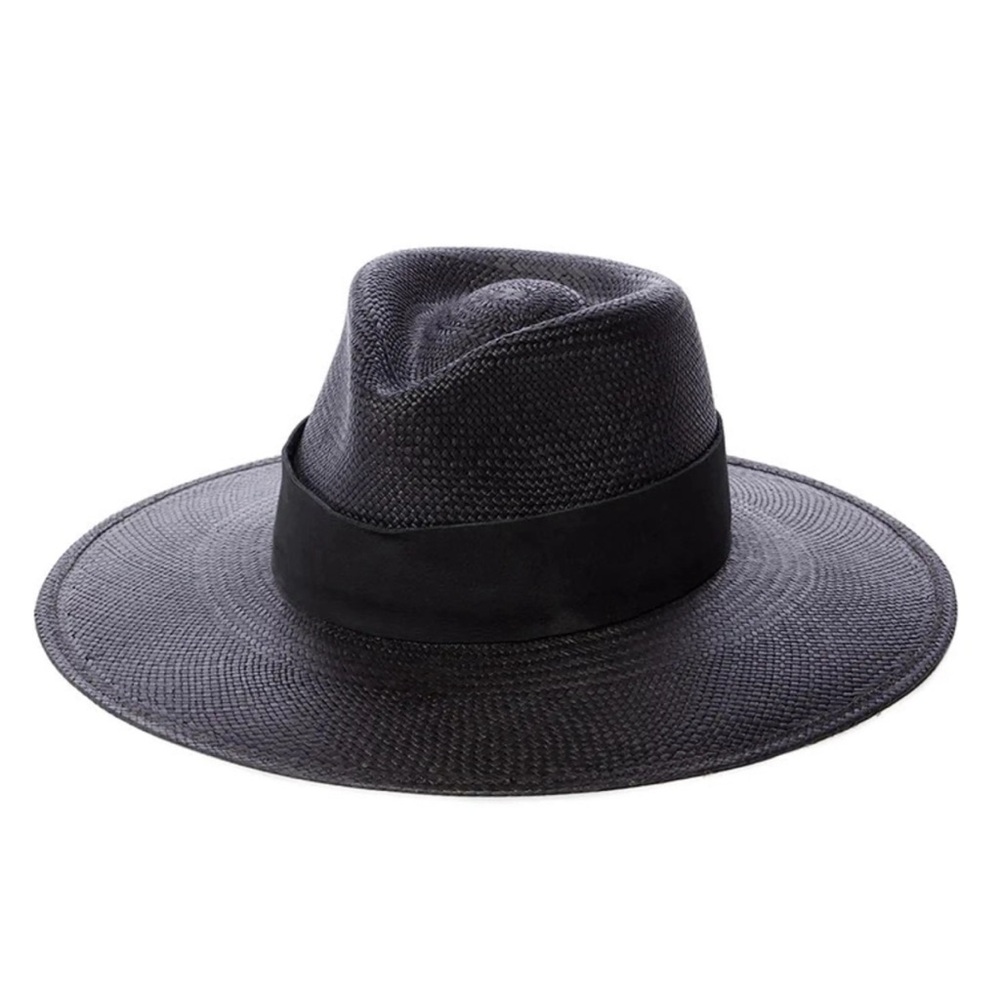 Janessa Leone Rose straw fedora - black